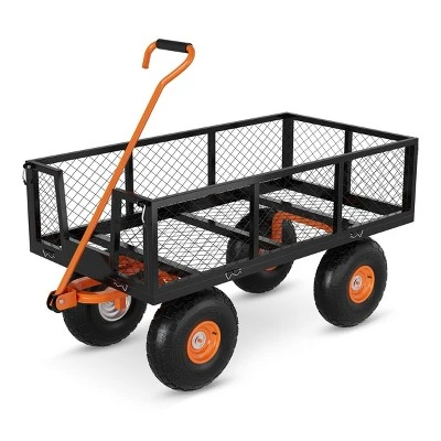 Steel Garden Cart With 500 Lb Capacity, 3-in-1 Pullable Garden Wagon For Yard, Outdoor, Gardening Soil 7 Steel Garden Cart With 500 Lb Capacity, 3-in-1 Pullable Garden Wagon For Yard, Outdoor, Gardening Soil - Image 7