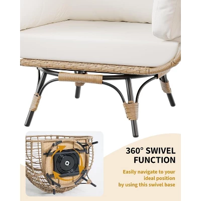 Outdoor 360 Swivel Egg Chair With Cushions, Indoor Outdoor Wicker Egg Basket Lounge Chair For Patio Porch Living Room, Oversized Lounge Chair 3 Outdoor 360 Swivel Egg Chair With Cushions, Indoor Outdoor Wicker Egg Basket Lounge Chair For Patio Porch Living Room, Oversized Lounge Chair - Image 3