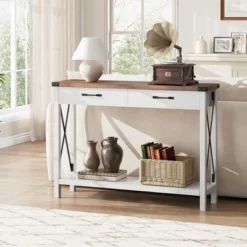 Farmhouse Console Table With 2 Drawers And Storage Shelf, Wood Sofa Table For Entryway, Living Room, Hallway, And Foyer 19 Farmhouse Console Table With 2 Drawers And Storage Shelf, Wood Sofa Table For Entryway, Living Room, Hallway, And Foyer -Garvee Sales GUEST c27caae0 fe56 44c9 8151 e94c3f8e057d