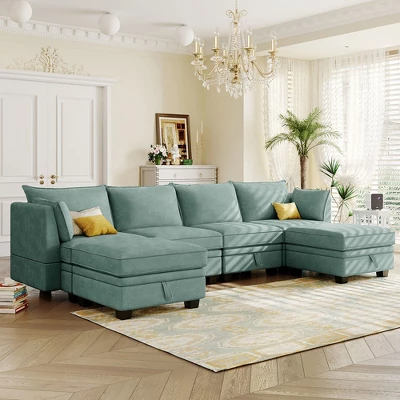 Sectional Sofa, U-Shape Sectional Couch With Reversible Chaise, Additional Storage Convertible Sofa Bed 10 Sectional Sofa, U-Shape Sectional Couch With Reversible Chaise, Additional Storage Convertible Sofa Bed - Image 10
