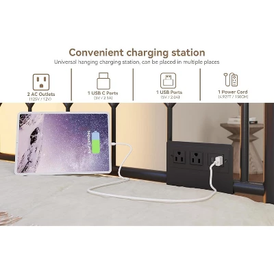 Twin Size Daybed With Pop-Up Trundle & LED Lights, Pull Out Bed With Charging Station And Pull Out Turundle, Metal Sofa Bed Frame For Living Room 3 Twin Size Daybed With Pop-Up Trundle & LED Lights, Pull Out Bed With Charging Station And Pull Out Turundle, Metal Sofa Bed Frame For Living Room - Image 3