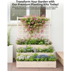 3-Tier Elevated Garden Planter, Wooden Vertical Raised Bed With Trellis & Drainage Base – Ideal For Climbing Plants, Flowers, Herbs Outdoor 9 3-Tier Elevated Garden Planter, Wooden Vertical Raised Bed With Trellis & Drainage Base – Ideal For Climbing Plants, Flowers, Herbs Outdoor -Garvee Sales GUEST c315ee97 dbb0 46fa bbaf 6be192937669