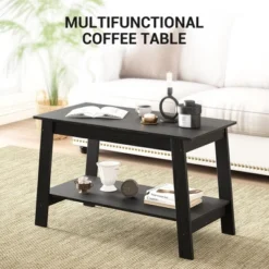 2-Tier Industrial Coffee Table With Storage Shelf For Small Apartment Living Room 11 2-Tier Industrial Coffee Table With Storage Shelf For Small Apartment Living Room -Garvee Sales GUEST c32c6873 23d9 4783 a143 915b487756a1