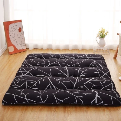 Floral Printed Futon Floor Mattress Twin/Full Size Japanese Style Roll Up Sleeping Mattress Pad For Indoor Outdoor Travel 3 Floral Printed Futon Floor Mattress Twin/Full Size Japanese Style Roll Up Sleeping Mattress Pad For Indoor Outdoor Travel - Image 3