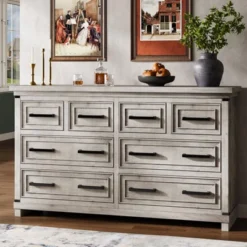 Garvee Farmhouse 8 Drawer Dresser For Bedroom, Rustic Wood Chest Of Drawers With Easy Pull Handles, Storage Cabinet For Living Room -Garvee Sales GUEST c40b2167 3259 46a8 a05c 9f23d8542efd