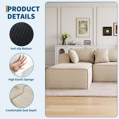 Modular Sectional Couches For Living Room, L-Shaped Sectional Couch With Deep Seat, Upholstered Sofa For Bedroom, No Assembly Required, Chenille 3 Modular Sectional Couches For Living Room, L-Shaped Sectional Couch With Deep Seat, Upholstered Sofa For Bedroom, No Assembly Required, Chenille - Image 3