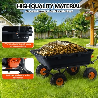 Garden Dump Cart,800lbs Heavy Duty Yard Dump Garden Cart, Steel Frame For Garden,Lawn,Barn,Farm 3 Garden Dump Cart,800lbs Heavy Duty Yard Dump Garden Cart, Steel Frame For Garden,Lawn,Barn,Farm - Image 3