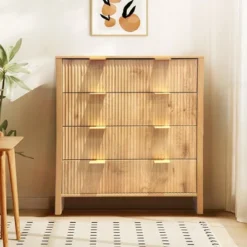 Fluted 4-Drawer Dresser, 30 Inch Large Modern Bedroom Closet Chest Of Drawers With Gold Handles 16 Fluted 4-Drawer Dresser, 30 Inch Large Modern Bedroom Closet Chest Of Drawers With Gold Handles -Garvee Sales GUEST c496e3d8 e72d 4e66 af3a a3d9a3eca2f9