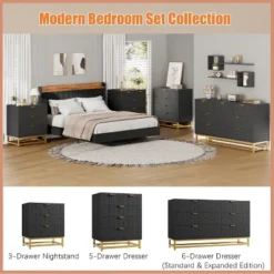 Modern 3/4/5/6/7 Drawer Dresser, Wide Chest With Gold Metal Legs & Handles, Wood Storage Organizer For Bedroom, Living Room, Hallway 10 Modern 3/4/5/6/7 Drawer Dresser, Wide Chest With Gold Metal Legs & Handles, Wood Storage Organizer For Bedroom, Living Room, Hallway -Garvee Sales GUEST c4d661e5 1e61 407a 9d5d a791e499e1c4