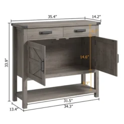 Farmhouse Entryway Table With 2-Door Cabinet & 2 Drawers, Wood Console Table With Storage, Coffee Bar Cabinet, Sofa Tables Buffet Sideboard