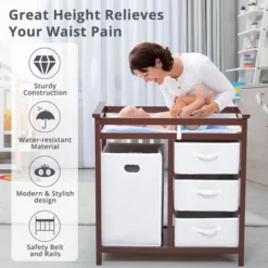 Wooden Baby Changing Table Solid Wood Diaper Changing Station Changing Table With Laundry Basket And Drawer 11 Wooden Baby Changing Table Solid Wood Diaper Changing Station Changing Table With Laundry Basket And Drawer -Garvee Sales GUEST c5325518 10e9 42d5 b4f0 dcd1c5693346