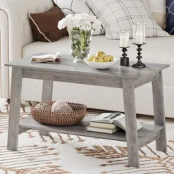 Stylish 31.5" Coffee Table With Open Shelves - 2-Tier Modern Industrial Design 21 Stylish 31.5" Coffee Table With Open Shelves - 2-Tier Modern Industrial Design -Garvee Sales GUEST c5cba795 f2e8 4049 8428 2bde4038d607