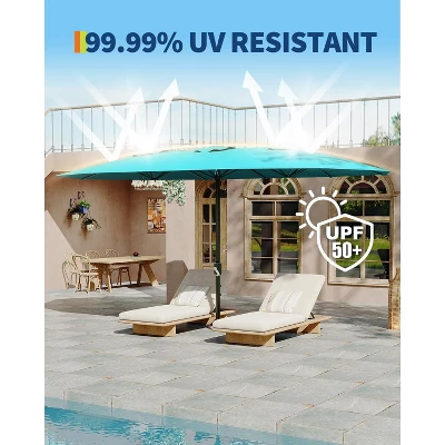 13ft Large Patio Umbrella, Outdoor Double-Sided Rectangle Market Umbrella Outside Umbrellas For Poolside Lawn Backyard 2 13ft Large Patio Umbrella, Outdoor Double-Sided Rectangle Market Umbrella Outside Umbrellas For Poolside Lawn Backyard - Image 2