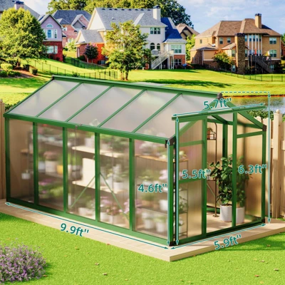 Whizmax 6x8/6x10 FT Aluminum Greenhouse - Heavy Duty Polycarbonate Panels With Roof Vent, Walk-In Garden House For Backyard, Patio, Easy Assembly 2 Whizmax 6x8/6x10 FT Aluminum Greenhouse - Heavy Duty Polycarbonate Panels With Roof Vent, Walk-In Garden House For Backyard, Patio, Easy Assembly - Image 2
