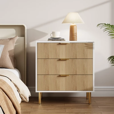 Garvee White 3 Drawer Dresser For Bedroom, Large Nightstand Chest Of Drawers, Modern Wood Storage Dresser Organizer For Hallway, Entryway 6 Garvee White 3 Drawer Dresser For Bedroom, Large Nightstand Chest Of Drawers, Modern Wood Storage Dresser Organizer For Hallway, Entryway - Image 6