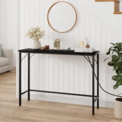 39.4 Inch Modern Console Table For Entryway, Silm Side Table Behind Couch With Charging Station & Metal Legs -Garvee Sales GUEST c7855147 97cf 42c8 b036 16339b0ee9df