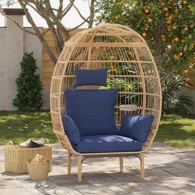 Wicker Egg Chair With Cushion, Rattan Patio Chair For Outdoor Indoor, 500 Lbs Egg Shape Balcony Chair For Living Room, Backyard 7 Wicker Egg Chair With Cushion, Rattan Patio Chair For Outdoor Indoor, 500 Lbs Egg Shape Balcony Chair For Living Room, Backyard - Image 7