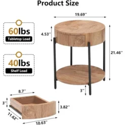 Garvee Round End Table Wood Side Table With Drawer For Living Room, Bedroom And Small Spaces, Brown 13 Garvee Round End Table Wood Side Table With Drawer For Living Room, Bedroom And Small Spaces, Brown -Garvee Sales GUEST c807beca 8681 4544 9119 4108219663c6