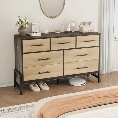 7 Dresser For Bedroom, 52" Wide Dresser, Wide Drawer With Storage Freestanding, Wooden Storage Chest For Living Room, Bedroom 2 7 Dresser For Bedroom, 52" Wide Dresser, Wide Drawer With Storage Freestanding, Wooden Storage Chest For Living Room, Bedroom - Image 2