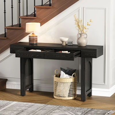 51.9" Console Table With 2 Drawers, Wooden Entryway Table, Narrow Sofa Table, Behind Couch Table For Living Room Hallway Foyer 1 51.9" Console Table With 2 Drawers, Wooden Entryway Table, Narrow Sofa Table, Behind Couch Table For Living Room Hallway Foyer