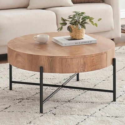 Coffee Table With Drawers Round Coffee Table With Storage Wood Center Table Farmhouse Circle Table 6 Coffee Table With Drawers Round Coffee Table With Storage Wood Center Table Farmhouse Circle Table - Image 6