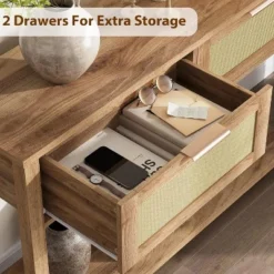 Rattan Console Table With 2 Drawers, Wooden Entryway Table With Rattan Sliding Door 10 Rattan Console Table With 2 Drawers, Wooden Entryway Table With Rattan Sliding Door -Garvee Sales GUEST c8f53816 42e0 4410 b317 d14b0031b8e7