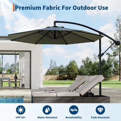 Garvee 10FT Cantilever Umbrella Outdoor Patio, Patio Umbrella With Lift & Tilt Adjustment, UV Protection, Fade Resistant For Deck, Pool, Gray 4 Garvee 10FT Cantilever Umbrella Outdoor Patio, Patio Umbrella With Lift & Tilt Adjustment, UV Protection, Fade Resistant For Deck, Pool, Gray - Image 4