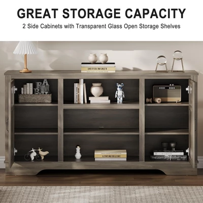 34'' Tall Farmhouse LED TV Stand,Entertainment Center With Storage 3 34'' Tall Farmhouse LED TV Stand,Entertainment Center With Storage - Image 3