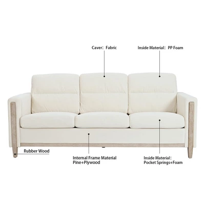 79.5" Sofa Couch Modern 3-Seater Sofa With Cushions Armrest Side Pocket For Living Room Home Office Apartment Beige 1 79.5" Sofa Couch Modern 3-Seater Sofa With Cushions Armrest Side Pocket For Living Room Home Office Apartment Beige