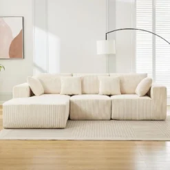 Sectional Couch Sofa, 108" Cloud Modular Modern L-Shaped Sofa With Chaise Lounge, Plush Corduroy Fabric, Sleeper Sofa, No Assembly Required -Garvee Sales GUEST c9c8f2e2 7041 467e 84ba 413898bb7783 1