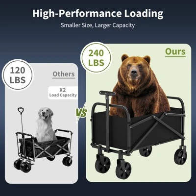 Garden Trolley, Foldable Wagon, Foldable Utility Cart Handcart -240LBS Capacity With Adjustable Handle Trolley For Camping Sports Shopping 4 Garden Trolley, Foldable Wagon, Foldable Utility Cart Handcart -240LBS Capacity With Adjustable Handle Trolley For Camping Sports Shopping - Image 4