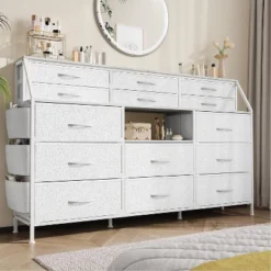 Dresser For Bedroom With 14 Drawers, 55" W Dresser With Side Pocket, Fabric Dressers & Chests Of Drawers With Shelves 17 Dresser For Bedroom With 14 Drawers, 55" W Dresser With Side Pocket, Fabric Dressers & Chests Of Drawers With Shelves -Garvee Sales GUEST ca54df71 4a0c 490d ad1e 5dae0210cd1a