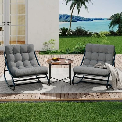 Whizmax Outdoor Rocking Chairs, Comfortable Lounging Chair With Removable Cushions, Sturdy Metal Frame, Padded Seat For Patio, Garden & Living Room 3 Whizmax Outdoor Rocking Chairs, Comfortable Lounging Chair With Removable Cushions, Sturdy Metal Frame, Padded Seat For Patio, Garden & Living Room - Image 3