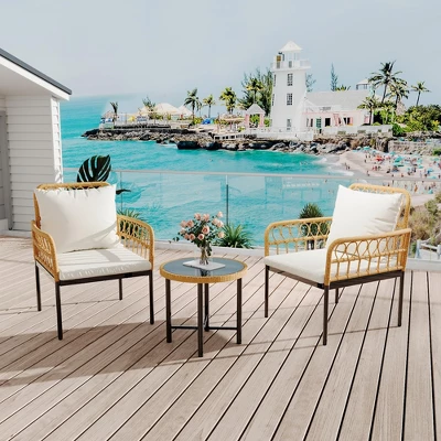 Wicker Patio Bistro Sets Outdoor Conversation Sets With Side Table And Rattan Chairs, Patio Furniture Set For Apartment, Backyard, Porch 1 Wicker Patio Bistro Sets Outdoor Conversation Sets With Side Table And Rattan Chairs, Patio Furniture Set For Apartment, Backyard, Porch