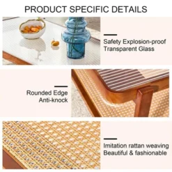 Modern Rattan Coffee Table,Rectangular Center Table With Tempered Glass Tabletop,2 Tier Wood Tea Table For Living Room Office Bedroom 13 Modern Rattan Coffee Table,Rectangular Center Table With Tempered Glass Tabletop,2 Tier Wood Tea Table For Living Room Office Bedroom -Garvee Sales GUEST ca993478 e6ff 45b9 9748 f814d6379458