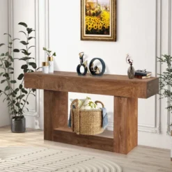 63" Long Console Table For Entryway, Wood Rectangular Sofa Table Behind The Couch, Farmhouse Entryway Tables For Entrance,Hallway,Living Room,Foyer -Garvee Sales GUEST caa886ef 21d0 45b4 af65 704bc255d0f7