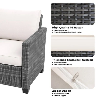 Whizmax Outdoor Patio Furniture Sets,PE Wicker Rattan Sectional Furniture Couch Set With Glass Coffee Table For Backyard, Deck, Poolside 2 Whizmax Outdoor Patio Furniture Sets,PE Wicker Rattan Sectional Furniture Couch Set With Glass Coffee Table For Backyard, Deck, Poolside - Image 2