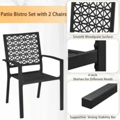 3-Piece Bistro Set, Outdoor Bistro Set, Stackable Metal Square Table And Chairs, Small Conversation Set Patio Furniture For Backyard, Deck 12 3-Piece Bistro Set, Outdoor Bistro Set, Stackable Metal Square Table And Chairs, Small Conversation Set Patio Furniture For Backyard, Deck -Garvee Sales GUEST cab0add5 6175 43af a65d dce176f0acfd