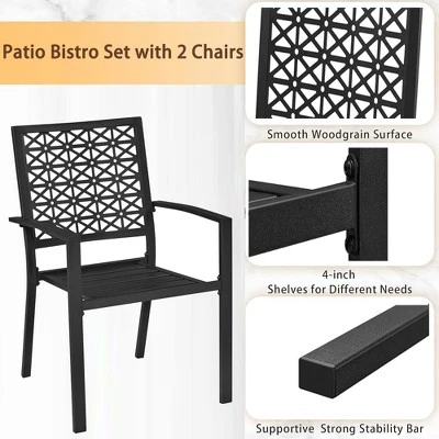3-Piece Bistro Set, Outdoor Bistro Set, Stackable Metal Square Table And Chairs, Small Conversation Set Patio Furniture For Backyard, Deck 4 3-Piece Bistro Set, Outdoor Bistro Set, Stackable Metal Square Table And Chairs, Small Conversation Set Patio Furniture For Backyard, Deck - Image 4