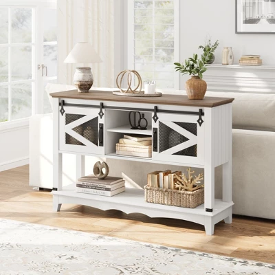 Entryway Table With Cabinet, Farmhouse Console Table With Storage, Rustic Sofa Table With Sliding Barn Doors, Console Table For Entryway 1 Entryway Table With Cabinet, Farmhouse Console Table With Storage, Rustic Sofa Table With Sliding Barn Doors, Console Table For Entryway