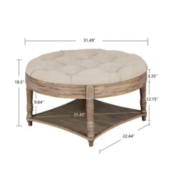 Large Round Ottoman Coffee Table,2 Tier Oversized Button Tufted Ottoman With Wooden Shelf Storage Farmhouse Upholstered Coffee Table 7 Large Round Ottoman Coffee Table,2 Tier Oversized Button Tufted Ottoman With Wooden Shelf Storage Farmhouse Upholstered Coffee Table -Garvee Sales GUEST cb1cacfe ac43 4252 81d7 c5993f017e7a