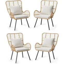 Patio Dining Chairs Set Of 2/ 4, Outdoor Wicker Club Chair With Cushions, All Weather Wicker Armchairs, For Apartments, Porch, Lawn, Backyard,Brown 15 Patio Dining Chairs Set Of 2/ 4, Outdoor Wicker Club Chair With Cushions, All Weather Wicker Armchairs, For Apartments, Porch, Lawn, Backyard,Brown -Garvee Sales GUEST cba4623f e571 4f98 8d6d 21f3091fd14a