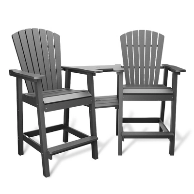 Outdoor Recycled Poly Adirondack Barstools Set Of 2 – Tall Weatherproof Bar Height Chairs W/ Removable Tray, Gray (350lb Capacity) 7 Outdoor Recycled Poly Adirondack Barstools Set Of 2 – Tall Weatherproof Bar Height Chairs W/ Removable Tray, Gray (350lb Capacity) - Image 7