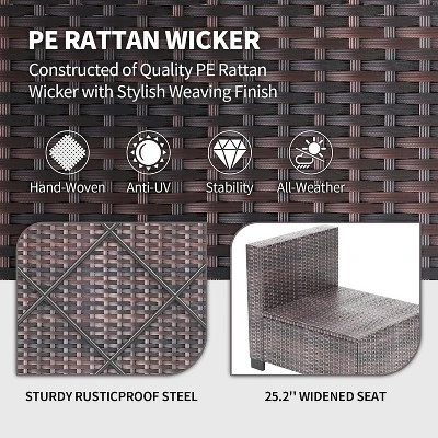 Garvee 7-Piece Outdoor Patio Set, Rattan Sectional Sofa With Cushions, Wicker Conversation Set For Balcony, Backyard, Or Garden 5 Garvee 7-Piece Outdoor Patio Set, Rattan Sectional Sofa With Cushions, Wicker Conversation Set For Balcony, Backyard, Or Garden - Image 5