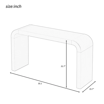 55.1-Inch Console Table, Minimalist Curved Design Entryway Table Sofa Table With Acacia Veneer And Two Legs For Entryway, Hallway, Living Room 4 55.1-Inch Console Table, Minimalist Curved Design Entryway Table Sofa Table With Acacia Veneer And Two Legs For Entryway, Hallway, Living Room - Image 4