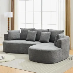 106'' Curved Modular Sectional Sofa With Chaise & Sleeper, Chenille Fabric, No Assembly For Living Room/Apartment/Bedroom -Garvee Sales GUEST cc8fca07 20bc 4aec 9422 3907ee8b0090