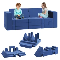 Kids Couch For Building Fort Toy,22pcs DIY Toddler Sofa,Velvet Toddler Futon Sofa Bed For Playroom, Bedroom,Grey -Garvee Sales GUEST ccb1ae91 9e56 4e70 b5e9 3e3ebf95dbf8