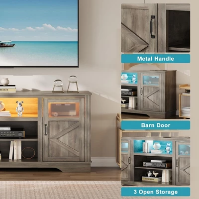 34'' Tall Farmhouse LED TV Stand,Entertainment Center With Storage 5 34'' Tall Farmhouse LED TV Stand,Entertainment Center With Storage - Image 5