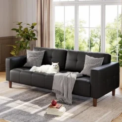3-Seater Sofa Couch, 83" Wide Faux Leather Sofa Couch -Garvee Sales GUEST cd358324 bb86 48cd b7f3 43fd81b23713