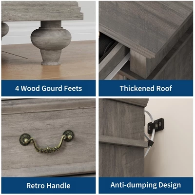 Farmhouse Tall Dresser For Bedroom With 7 Drawers, 50" Tall Large Wood Chest Of Drawers 6 Farmhouse Tall Dresser For Bedroom With 7 Drawers, 50" Tall Large Wood Chest Of Drawers - Image 6